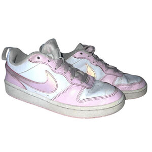 Nike Court Borough Low 2 Kids Youth 4.5 White Pink DQ0492-100 Metallic Leather